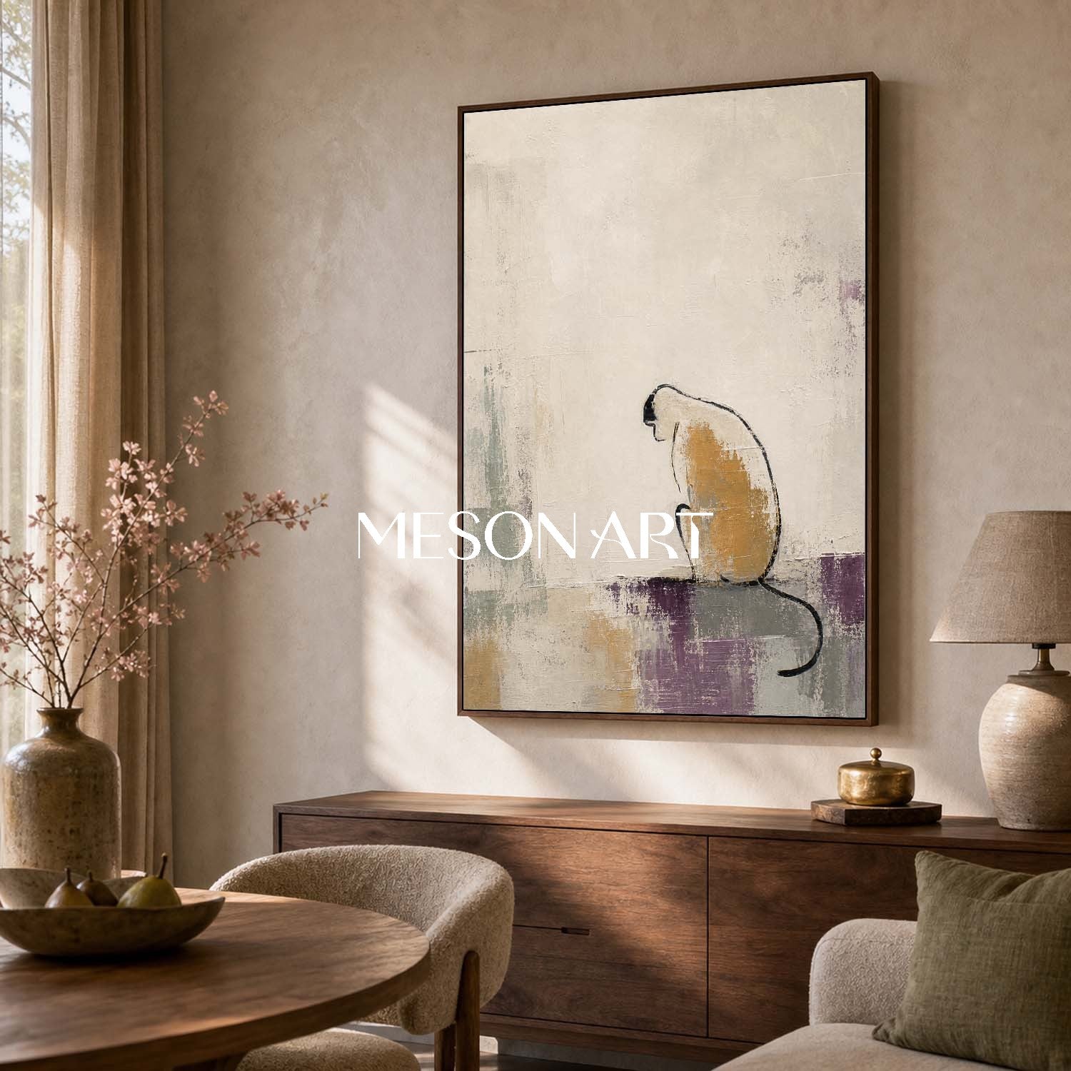 Minimalist Monkey Painting Abstract Canvas Wall Art For Modern Living Room Decor