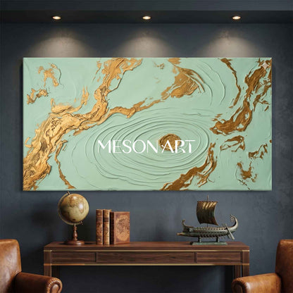 Large Gold Textured Abstract Painting For Modern Living Room Wall Decor