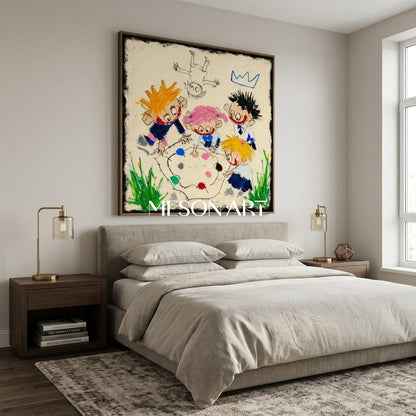 Whimsical Naive Art For Kids Room With Playful Graffiti Style And Vibrant Colors