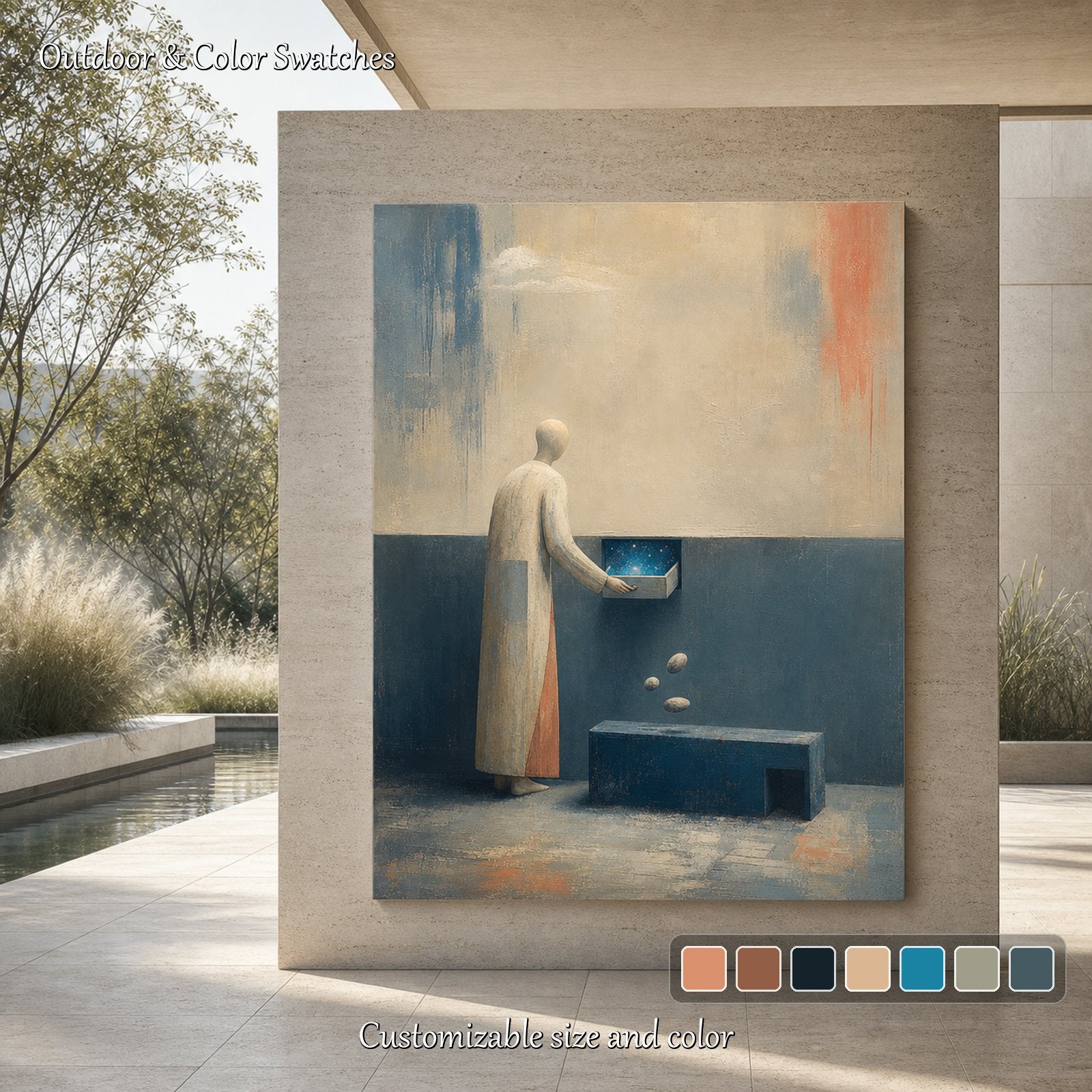Surrealist Abstract Art With Cosmic Theme For Modern Living Room And Executive Office Decor
