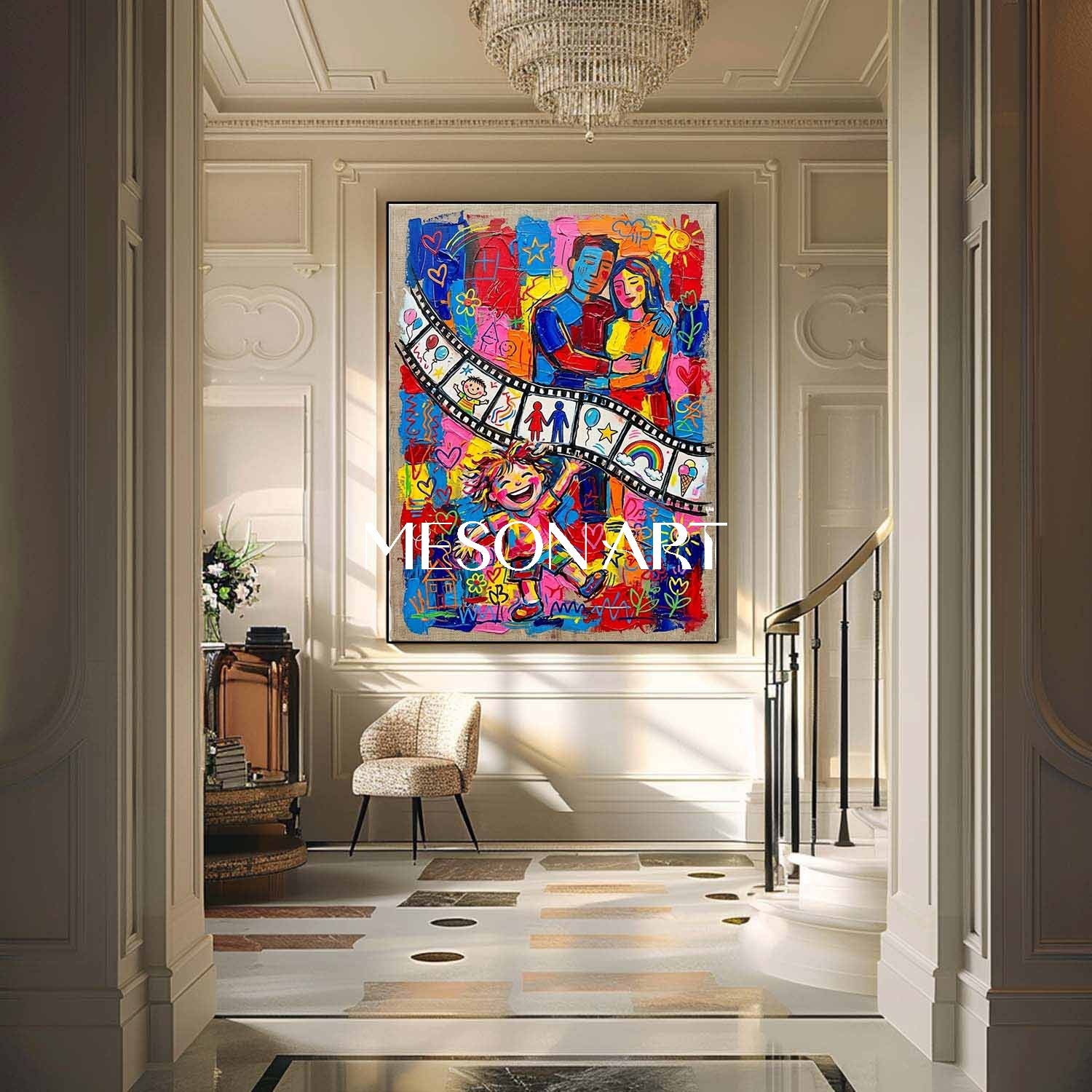 Vibrant Family Love Art With Colorful People For Living Room Decor