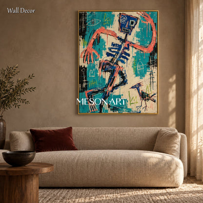 Blue And Red Abstract Figurative Oil Painting Modern Street Art Rectangular Wall Decor Living Room By Mesonart