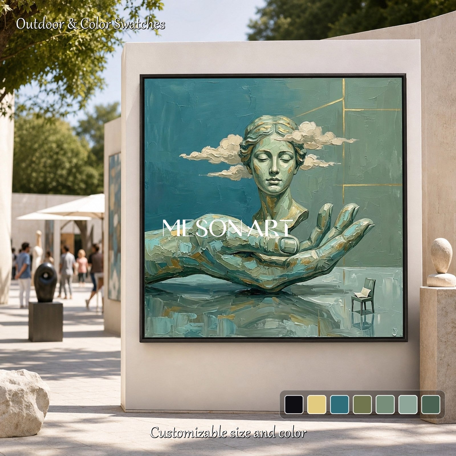 Surrealist Sculpture Painting With Gold Accents For Modern Living