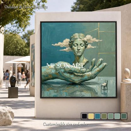 Surrealist Sculpture Painting With Gold Accents For Modern Living Room Decor