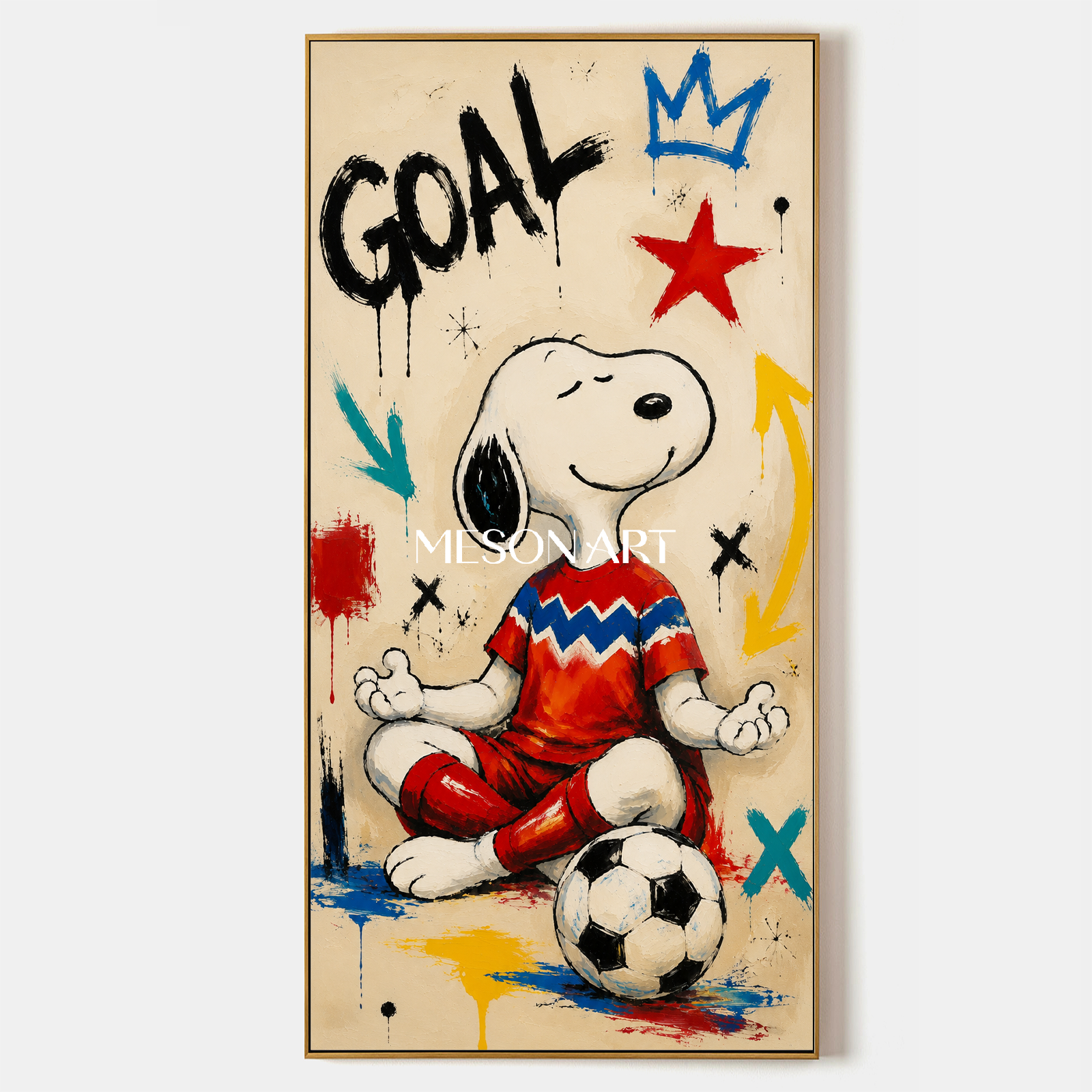 Snoopy Soccer Graffiti Art Print For Kids Room And Living Space With Bold Colors