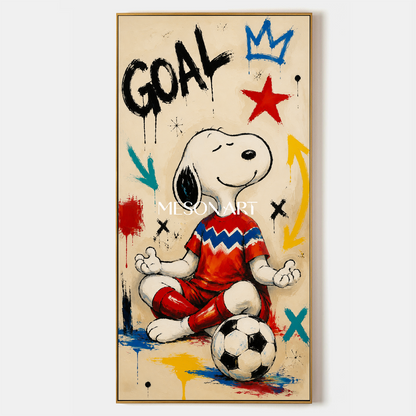 Snoopy Soccer Graffiti Art Print For Kids Room And Living Space With Bold Colors