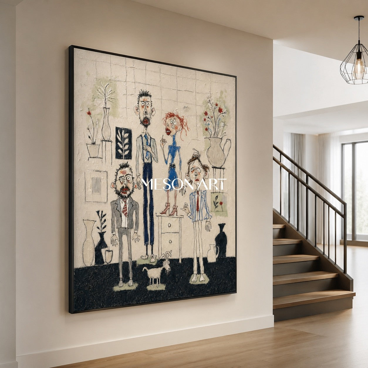 Original Expressionist Figurative Art With Textured Canvas For Modern Living Room Decor