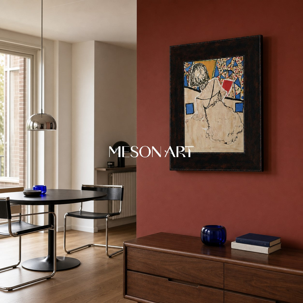 Modern Abstract Figure Painting With Geometric Patterns For Contemporary Living Spaces