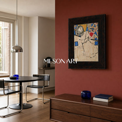 Modern Abstract Figure Painting With Geometric Patterns For Contemporary Living Spaces
