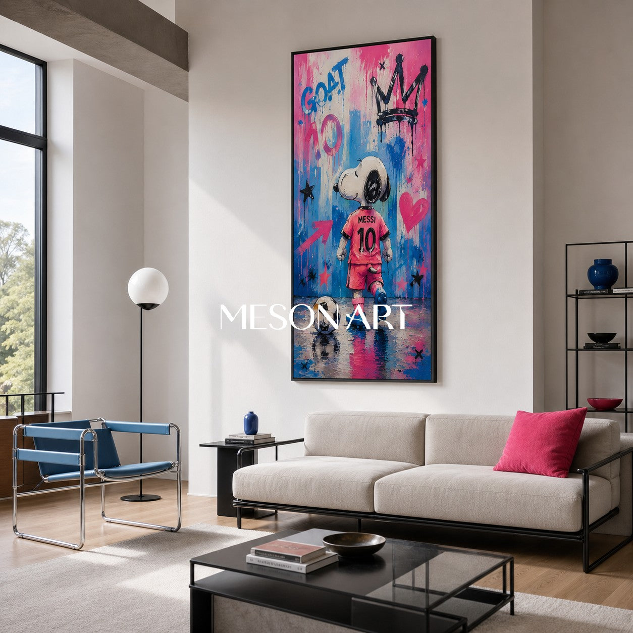 Crowned Champion Pop Art Painting With Pink Jersey And Graffiti Style For Kids Room