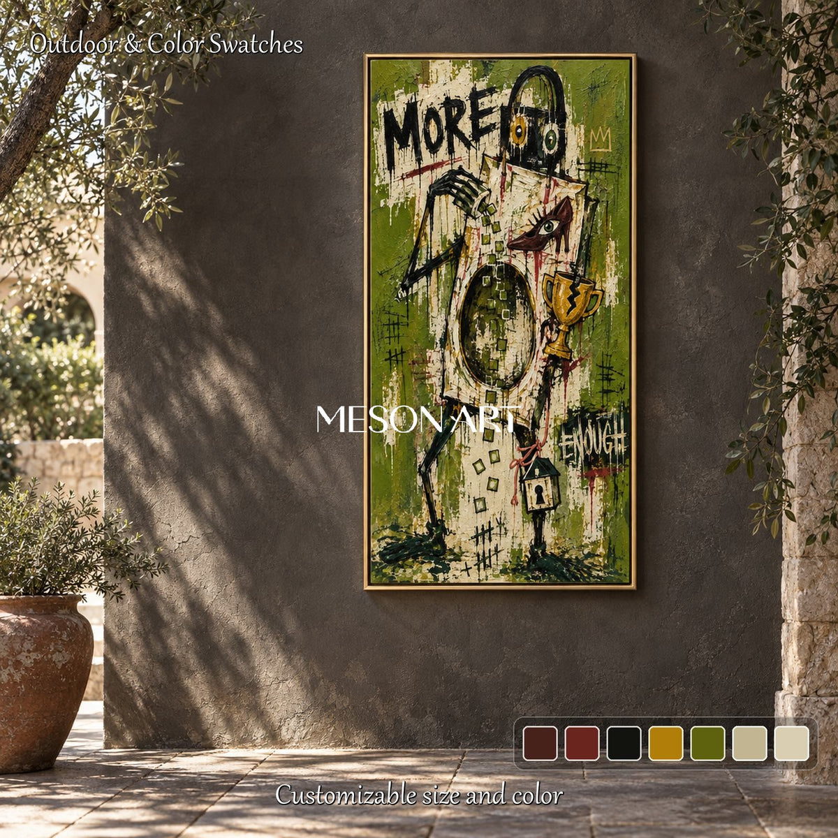 Green And Black Graffiti Art Panoramic Wall Decor Original Artist Hand Painted By Mesonart