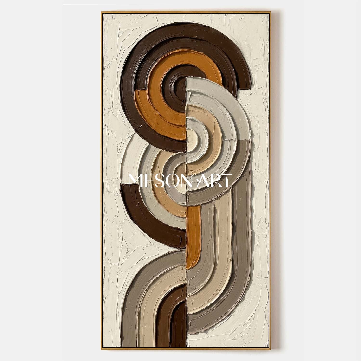 Bohemian Abstract Textured Plaster Wall Art in Earth Tones for Living Room