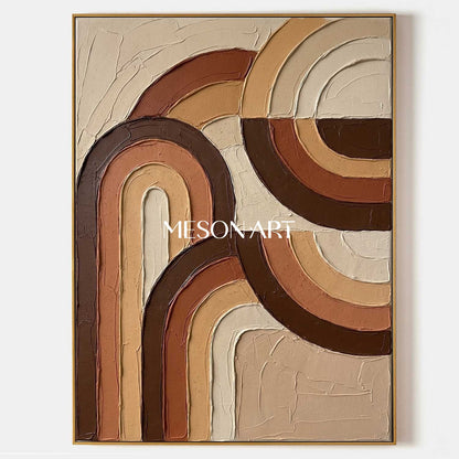 Bohemian Abstract Textured Plaster Arch Wall Art in Earth Tones