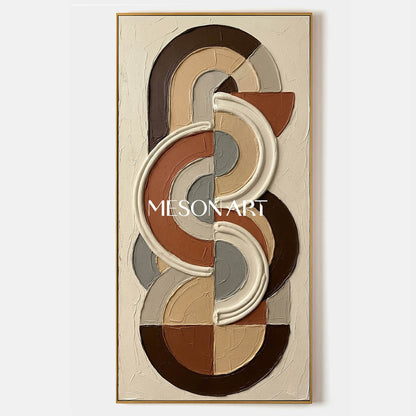 Bohemian Abstract Textured Plaster Wall Art in Terracotta for Living Room
