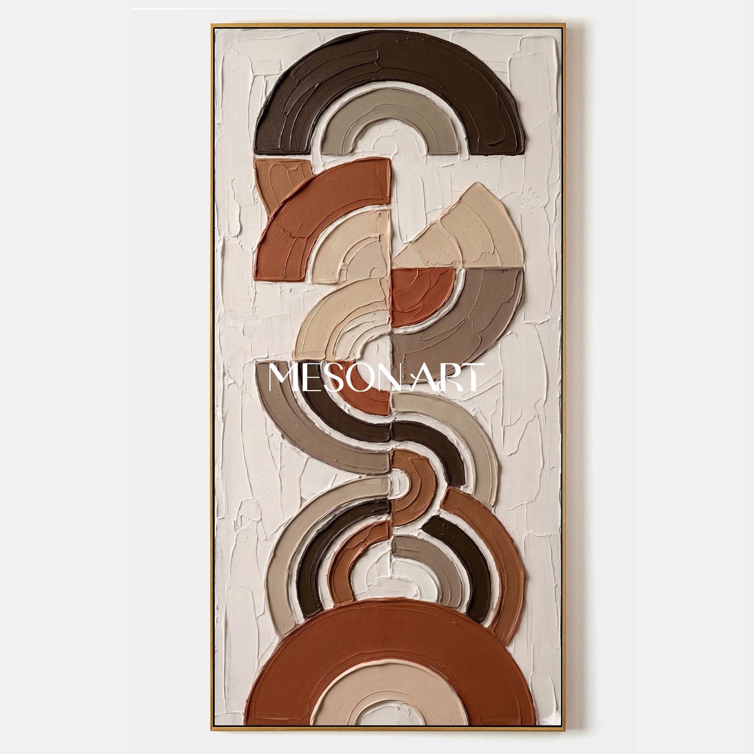 Bohemian Abstract Textured Plaster Wall Art in Terracotta for Living Room