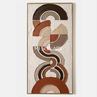 Bohemian Abstract Textured Plaster Wall Art in Terracotta for Living Room