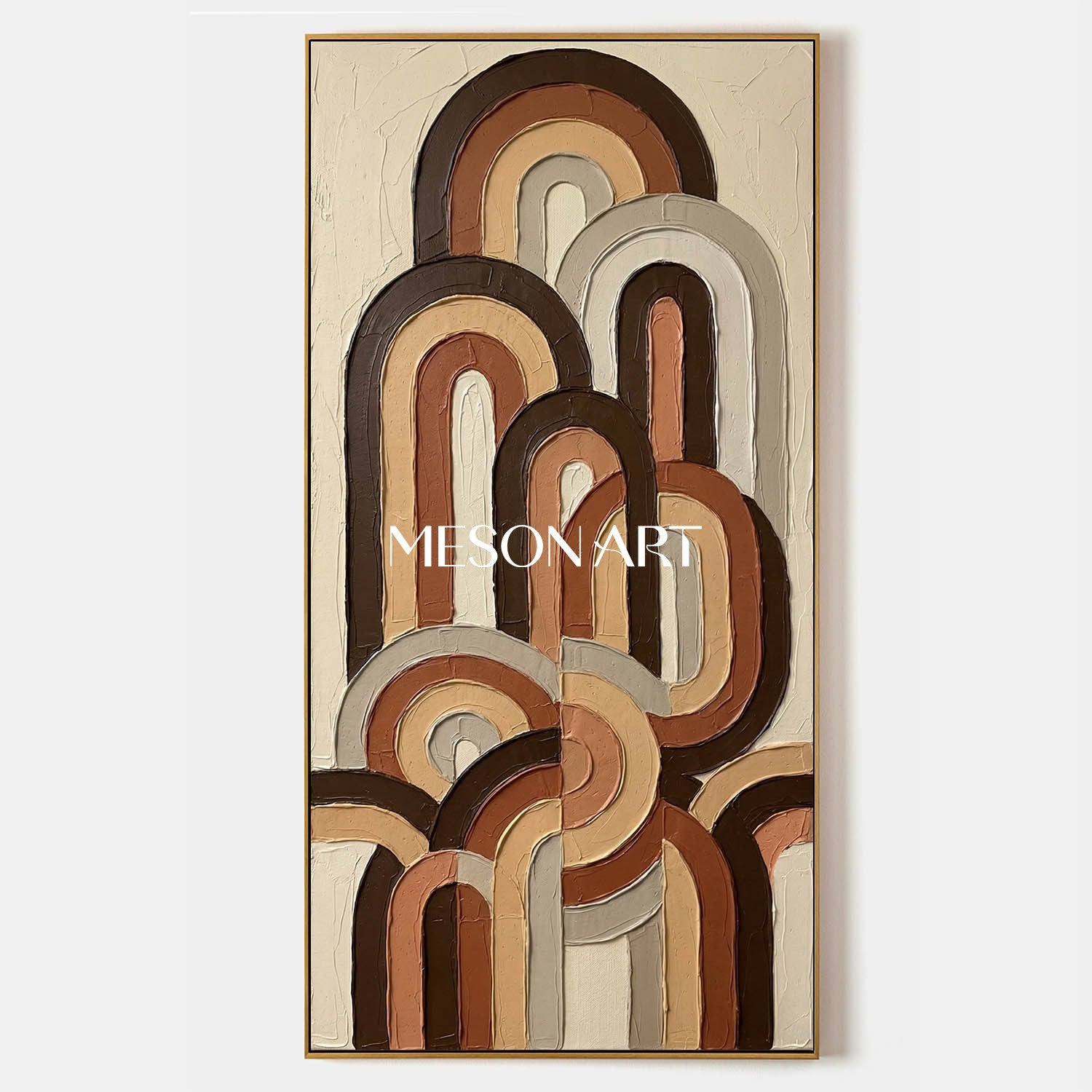 Bohemian Abstract Textured Plaster Arch Wall Art in Earth Tones