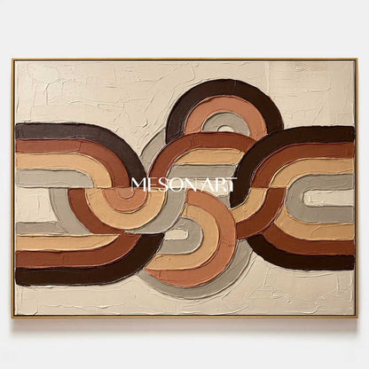 Horizontal Bohemian Abstract Plaster Wall Art in Earth Tones for Living Room