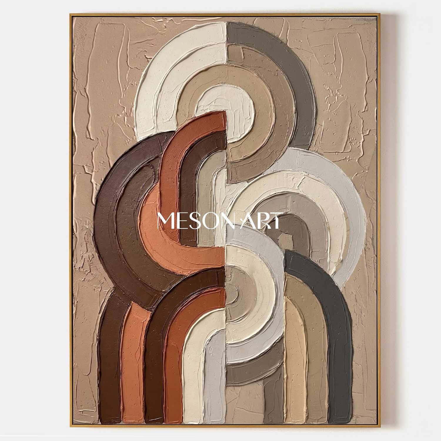 Minimalist Boho Sculptural Canvas Painting Vertical Geometric Art