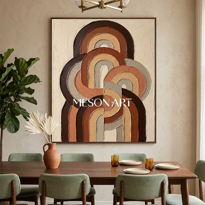 Boho Minimalist Sculptural Canvas Painting Vertical Geometric Art