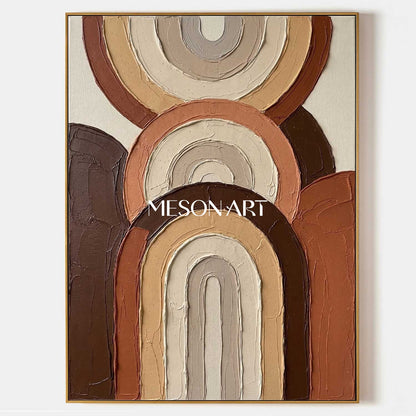Boho Minimalist Sculptural Canvas Painting Vertical Geometric Art