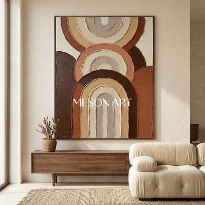 Boho Minimalist Sculptural Canvas Painting Vertical Geometric Art