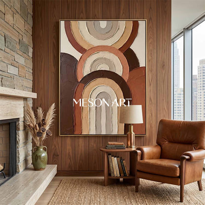 Boho Minimalist Sculptural Canvas Painting Vertical Geometric Art