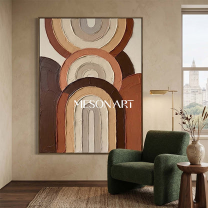 Boho Minimalist Sculptural Canvas Painting Vertical Geometric Art