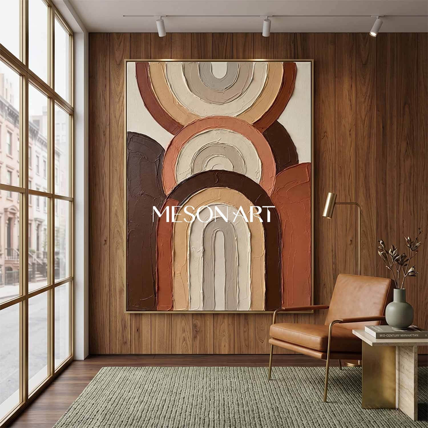 Boho Minimalist Sculptural Canvas Painting Vertical Geometric Art