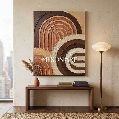 Boho Minimalist Sculptural Canvas Painting Vertical Geometric Art