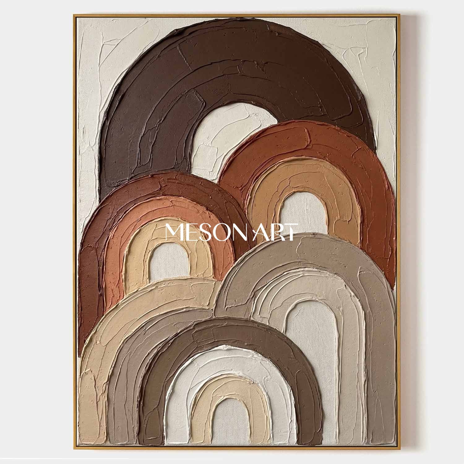 Boho Minimalist Sculptural Canvas Painting Vertical Geometric Art