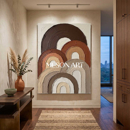 Boho Minimalist Sculptural Canvas Painting Vertical Geometric Art
