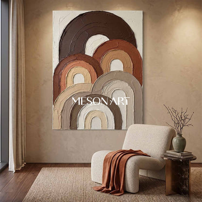 Boho Minimalist Sculptural Canvas Painting Vertical Geometric Art