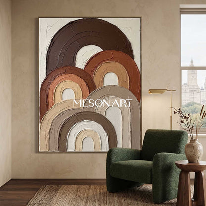 Boho Minimalist Sculptural Canvas Painting Vertical Geometric Art