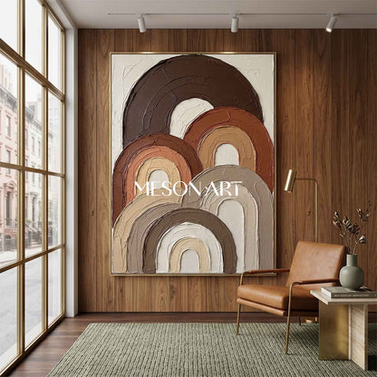 Boho Minimalist Sculptural Canvas Painting Vertical Geometric Art