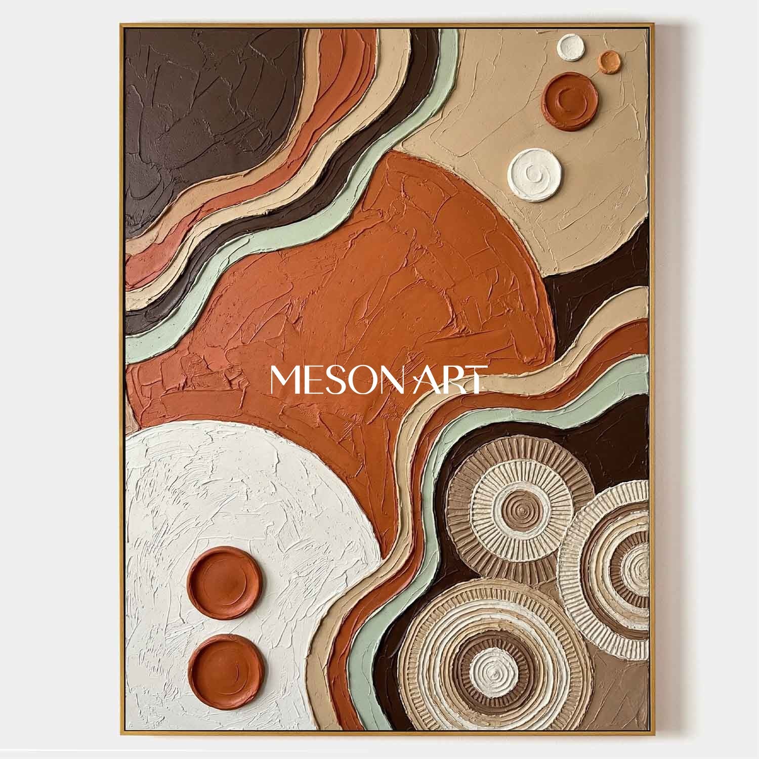 Boho Minimalist Sculptural Canvas Painting Vertical Geometric Art