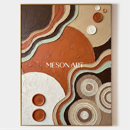 Boho Minimalist Sculptural Canvas Painting Vertical Geometric Art