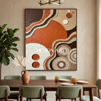 Boho Minimalist Sculptural Canvas Painting Vertical Geometric Art