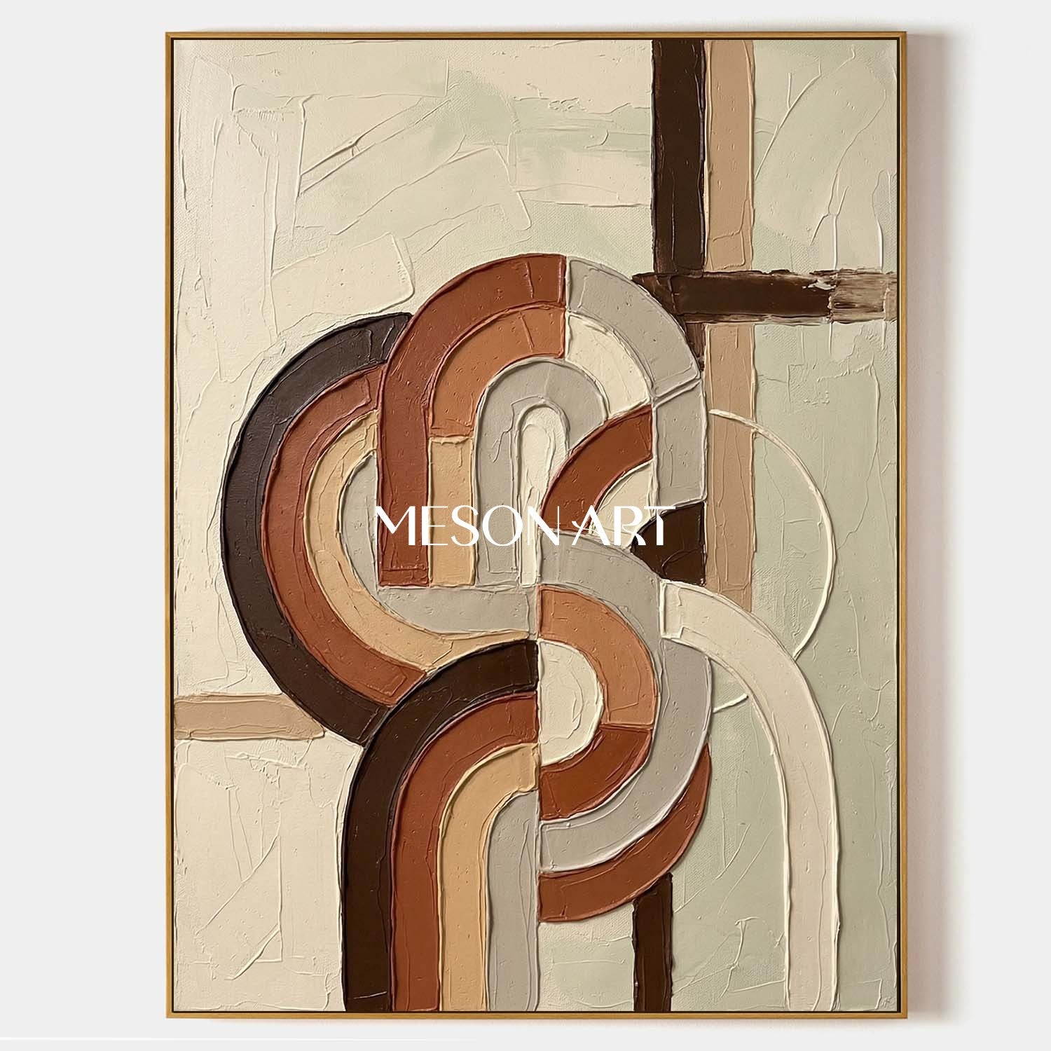 Boho Minimalist Sculptural Canvas Painting Vertical Geometric Art