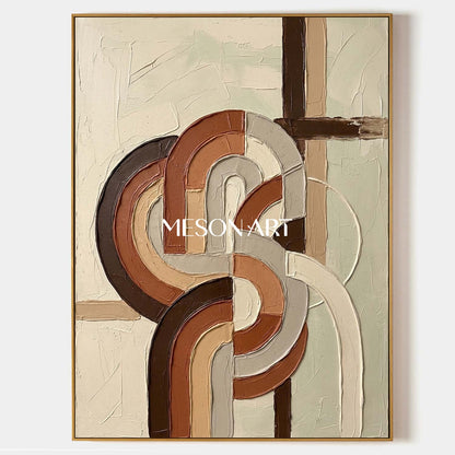 Boho Minimalist Sculptural Canvas Painting Vertical Geometric Art