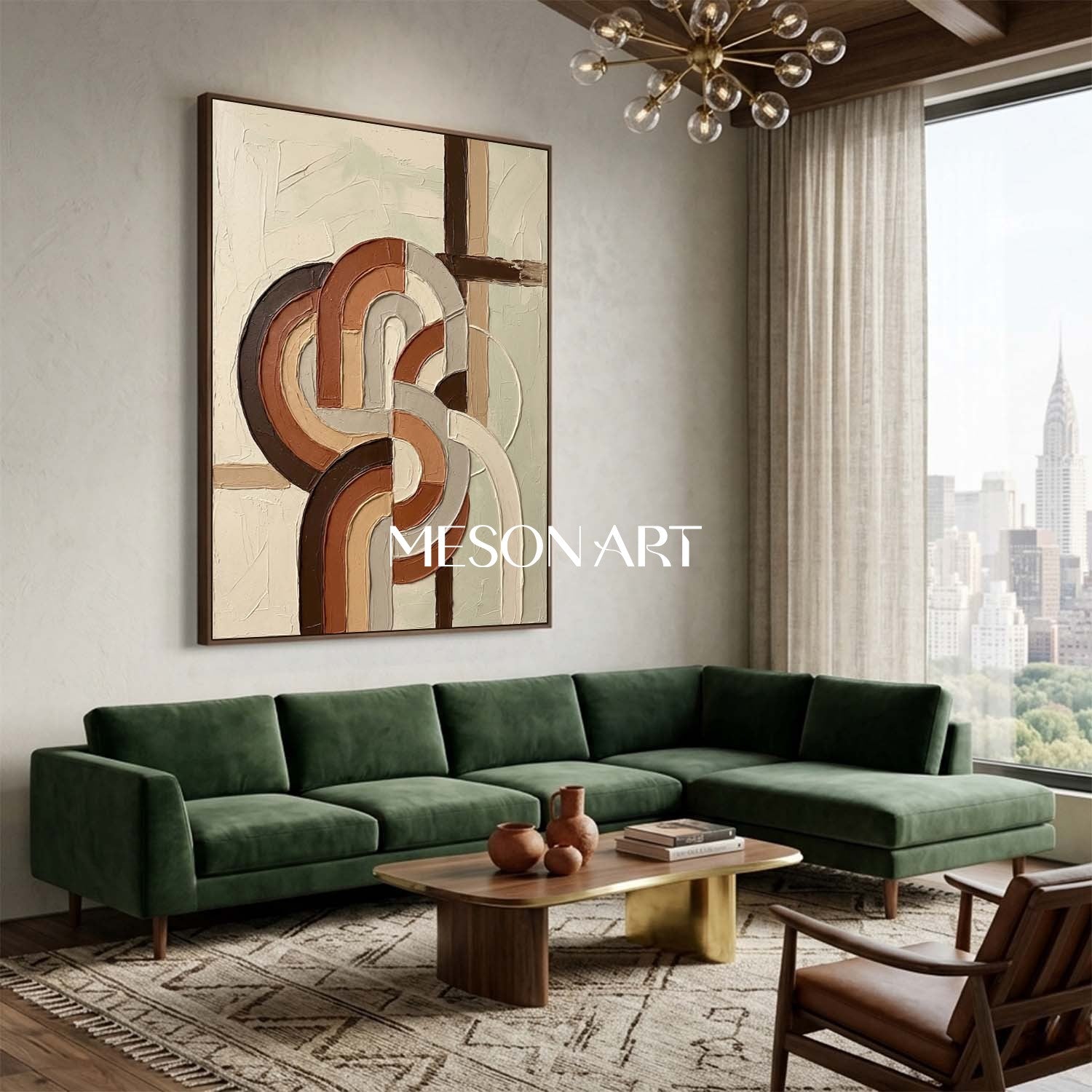 Boho Minimalist Sculptural Canvas Painting Vertical Geometric Art