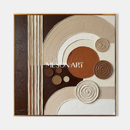 Boho Minimalist Sculptural Canvas Painting Square Geometric Art Decor