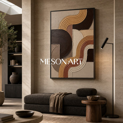 Bohemian Abstract Textured Plaster Arch Wall Art in Earth Tones