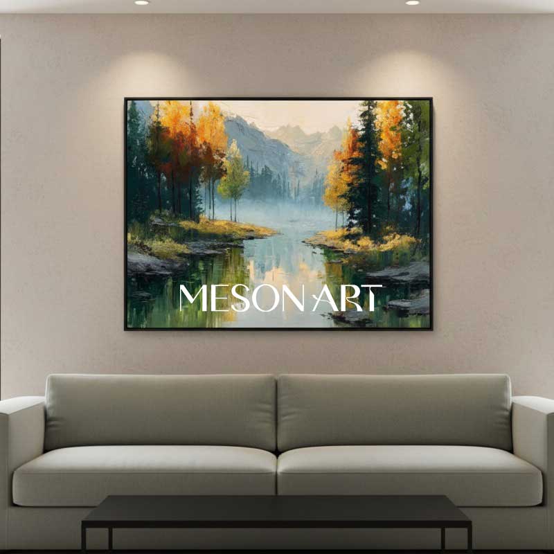 Autumn Wall Art Large Canvas Painting for Cozy Living Rooms Fall Decor