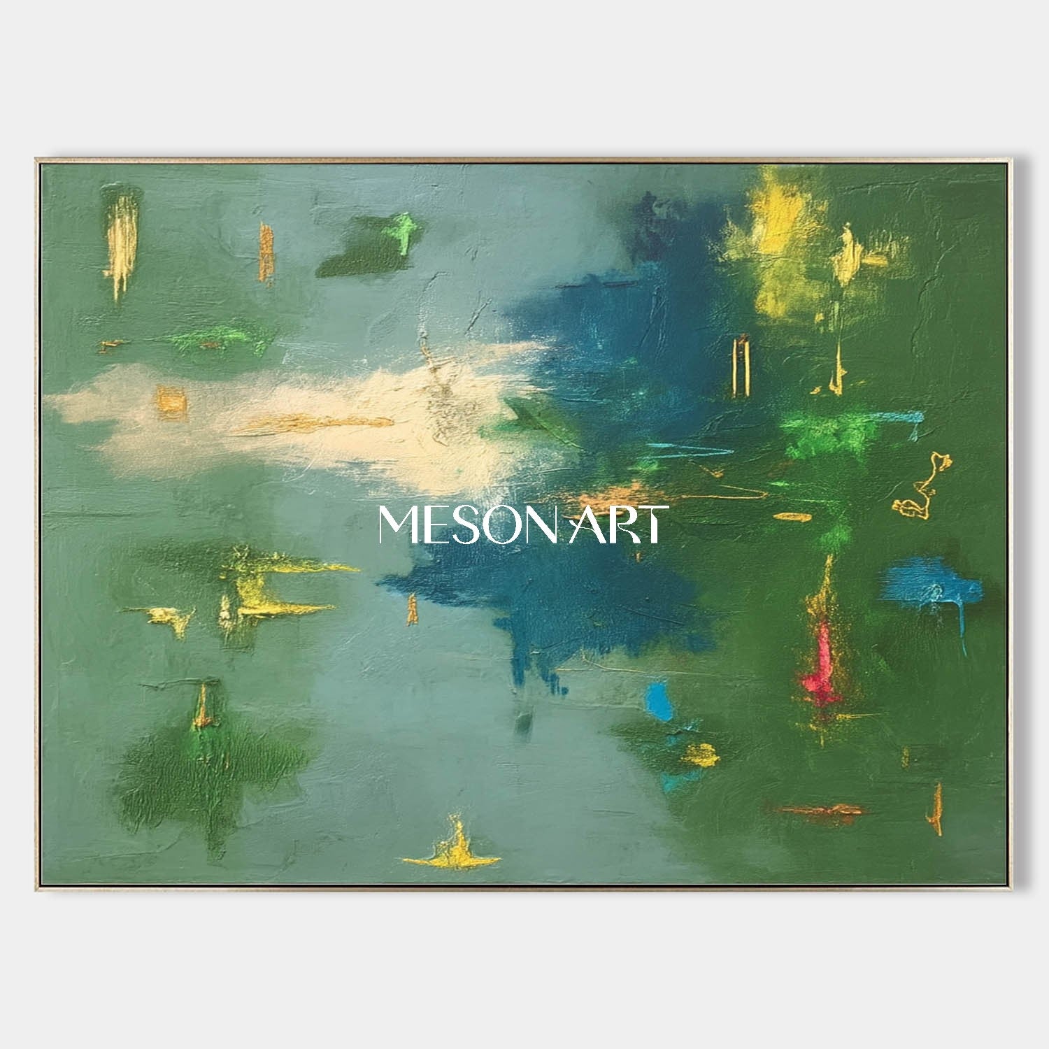 Teal Green Abstract Wall Art Large Textured Original Modern Painting