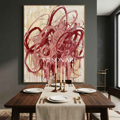 Original Crimson Bacchus Style Painting Large Abstract Expressionist Art