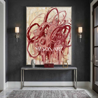 Original Crimson Bacchus Style Painting Large Abstract Expressionist Art