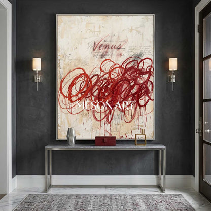 Original Crimson Bacchus Style Painting Large Abstract Expressionist Art