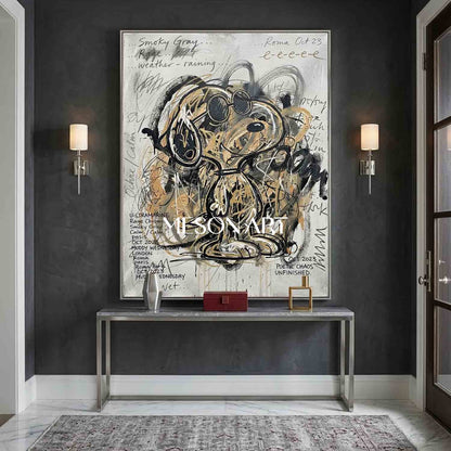 Original Graffiti Dog Pop Art Oil Painting Urban Street Modern Office