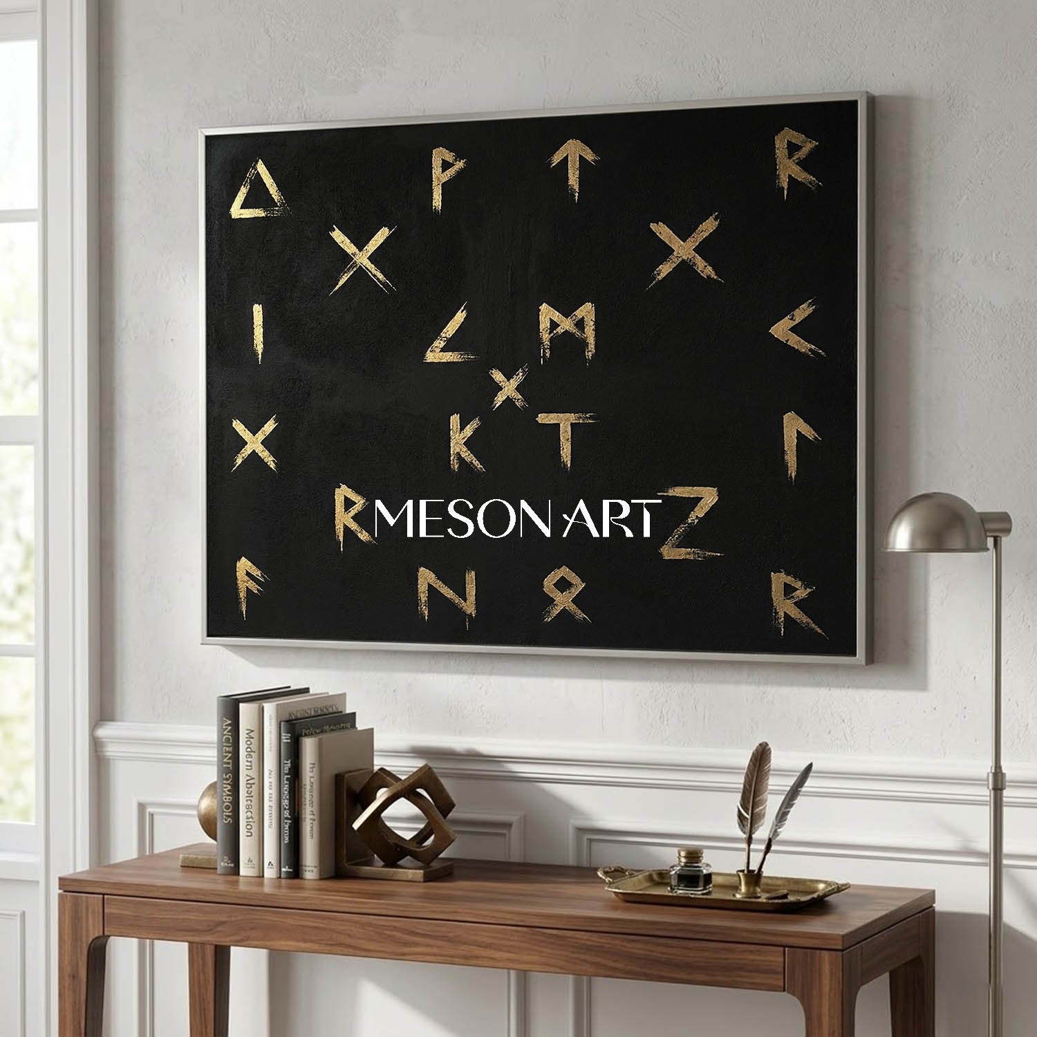 Modern Large Black Symbol Luxury Wall Art Custom Entryway Oil Painting